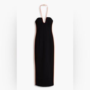 Paris Georgia Black Strapless Dress with Orange Trim‎
